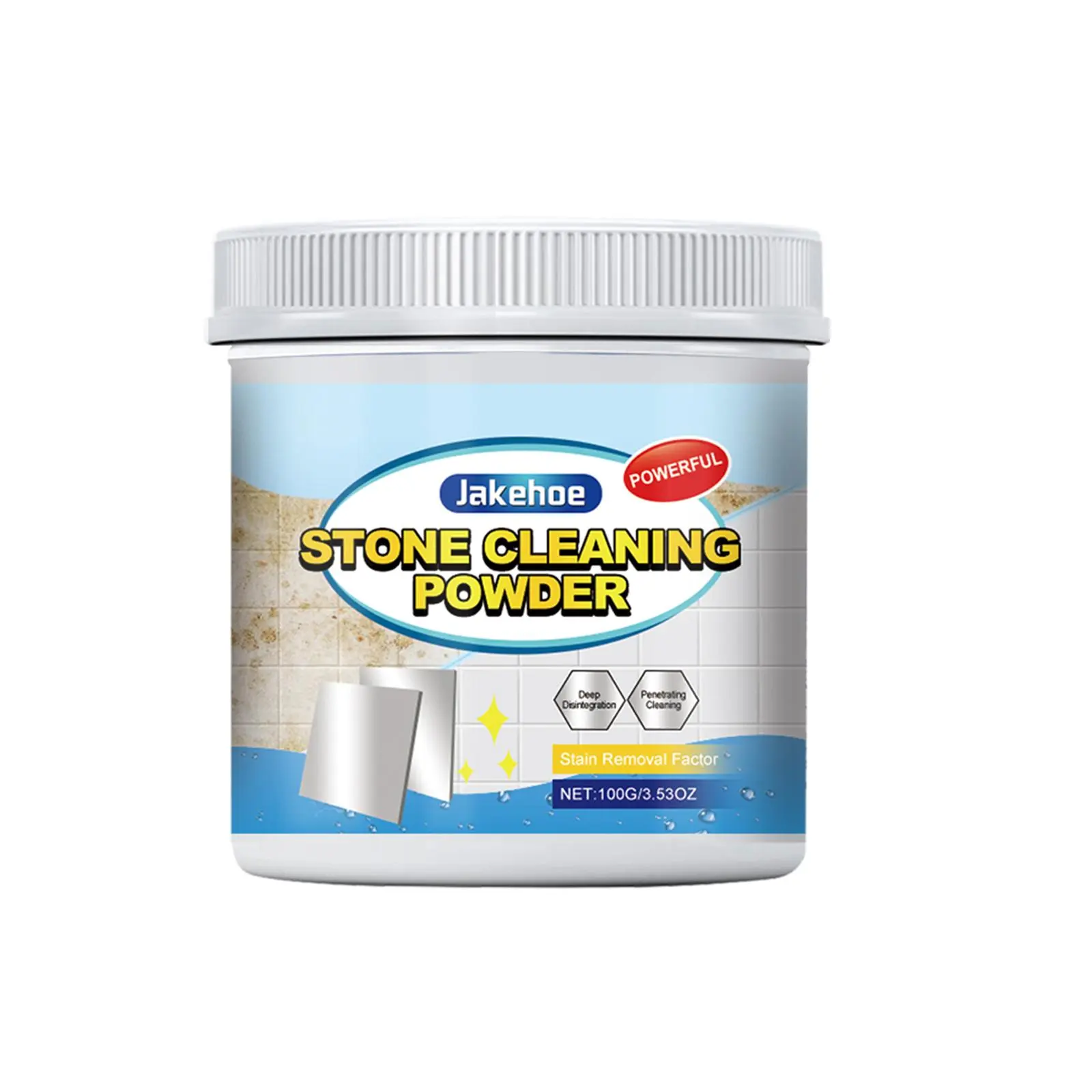 Jakehoe Stones Cleaning Powder, Kitchen Countertop Marble Tile Cleaning Oil Stain Removal Polishing Powder Household
