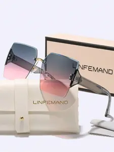 Trendy Rimless High Quality Sunglasses, Trendy Styling Sunglasses, Vintage Rimless Sunglasses, Elegant Casual Tinted Lens Sunglasses for Everyday Use, Fashion Accessories for Outdoor Activities