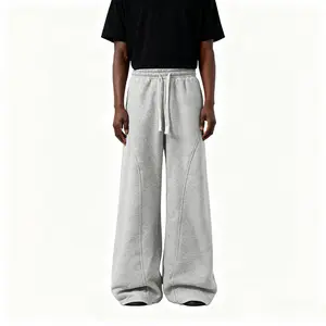 Men's solid color warm lined drawstring waist sports pants, casual, comfortable and loose for daily wear in autumn and winter, casual fleece sports pants for school season