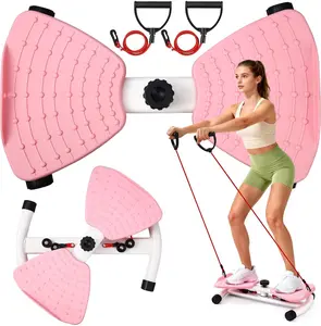 Waist Twister Machine Adjustable Exercise Twist Board for Women Men, Noiseless Ab Twister for Home Gym Equipment, 300 lbs Capacity Twisting Stepper Stepper With Handles