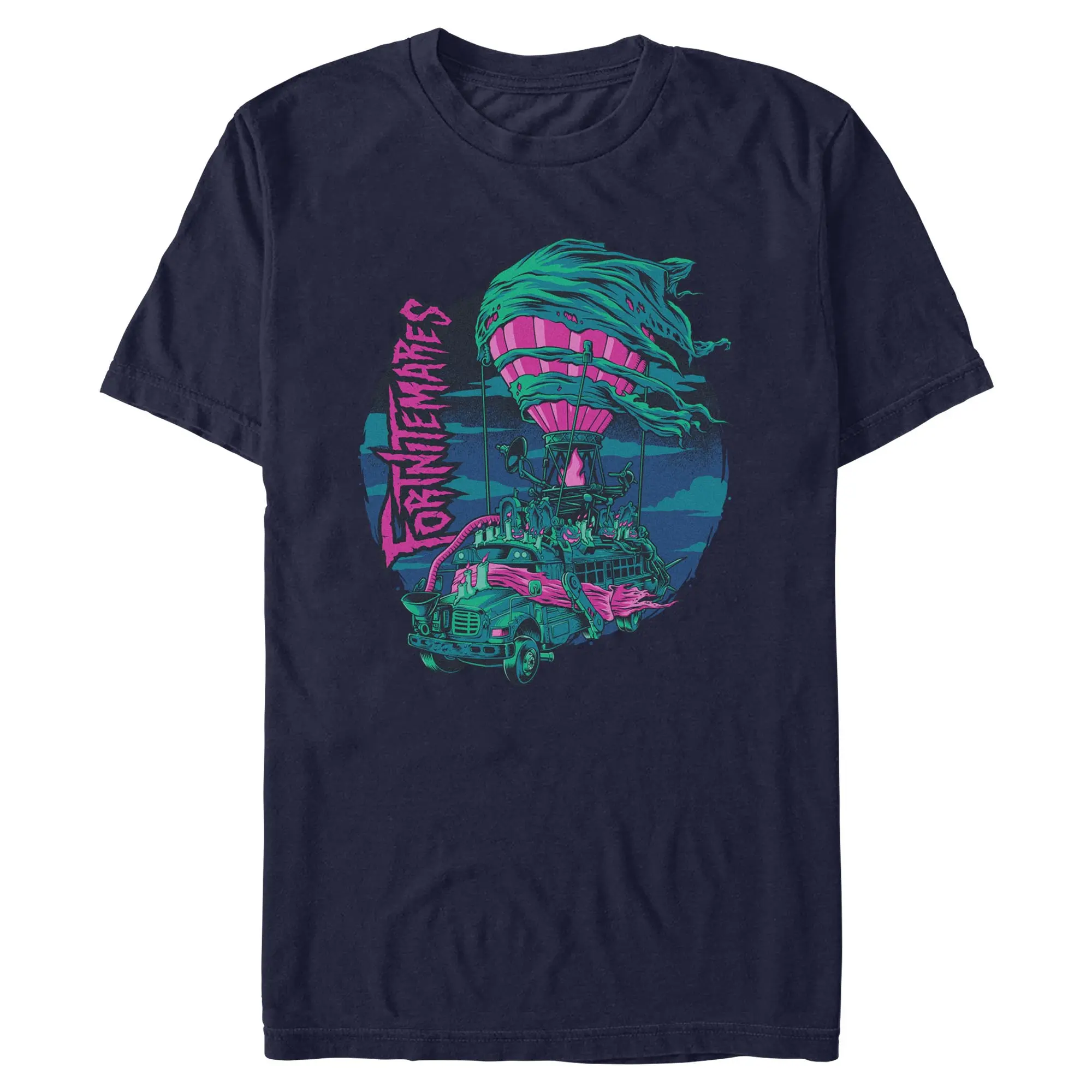 Mens Fortnite Halloween Battle Bus Nightmare T Shirt