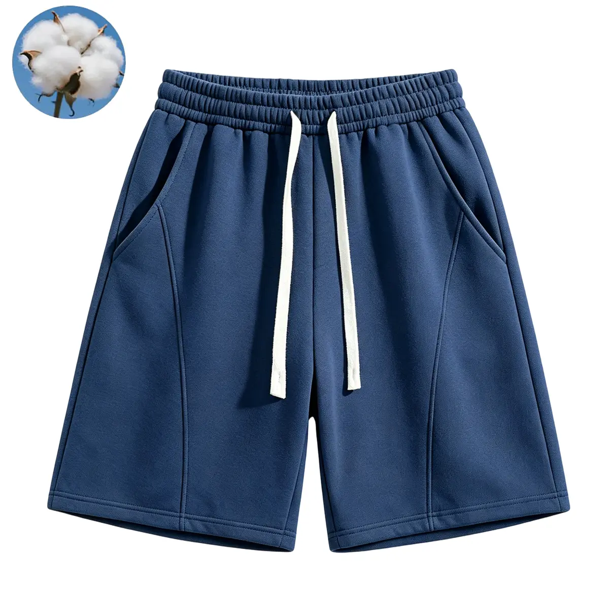 Men's Cotton-Polyester Blend 7-in H-Fit Loose Sweat Shorts - Plain Fabric Menswear, Soft, Breathable, Anti-Wrinkle Summer Casual Bottoms, Sweat‑Absorbing,clothes for back to school,first day of school outfits