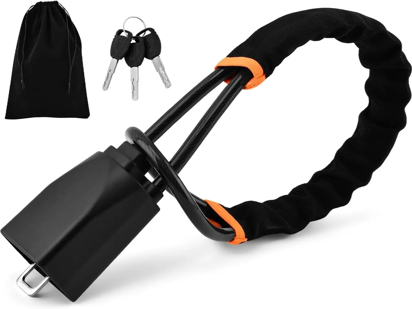 Universal Car Steering Wheel & Seat Belt Anti-Theft Lock - Chain-Style Lightweight Steel Device, Collapsible, Easy Install, Heavy Duty Protection, 3 Keys, High Visibility, Space-Saving, Fits Most Cars Trucks SUVs Vans, Vehicle Security, With Lock, Include