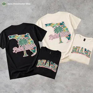 Florida Palm State Camo T-Shirt, Camo Miami Graphic Streetwear Tee, Summer Beach Vibe Tee,  Classic Cotton Menswear Sport