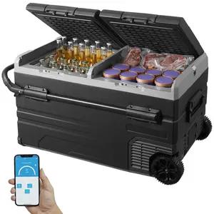 Portable Car Refrigerator Freezer Compressor 115 L Dual Zone Cooling System For Car And Home Use, 12V DC And 110V AC Power, Battery Protection, Low Noise, Energy Efficient, Suitable For Road Trips, RVs, Trucks And Camping