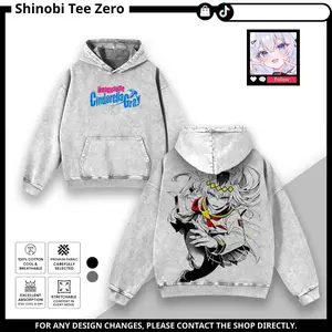 Uma Musume Cinderella Gray Oguri Cap Washed Vintage Anime Graphic Tee Shirt, Acid Wash Grey Manga Streetwear T-Shirt, Japanese Anime Racing Aesthetic Tee Hoodie Sweatshirt Tank Top Unisex for Men Women Fans Gift