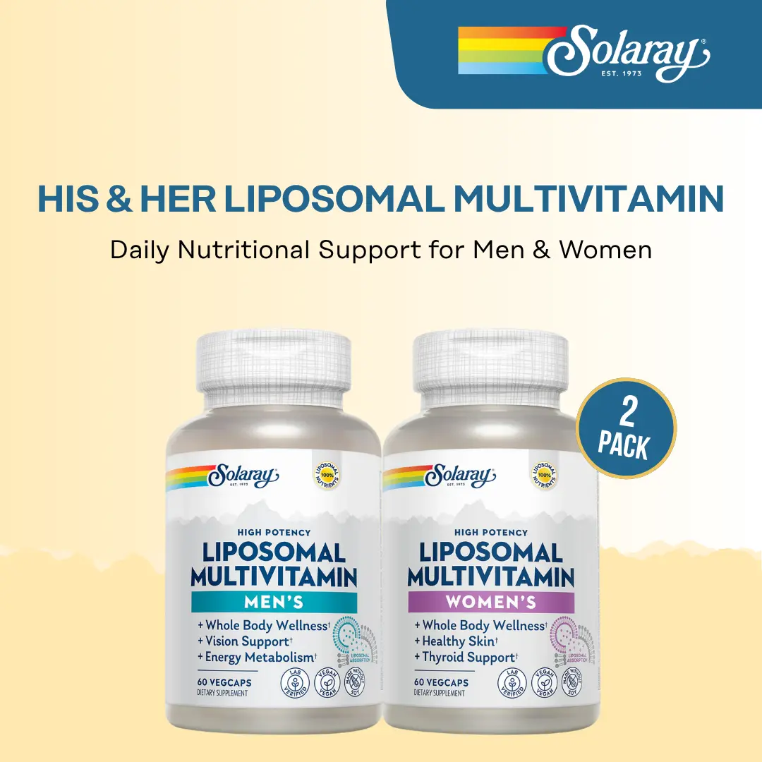 Solaray His & Her's Liposomal Multivitamin 2-Pack — Daily Multivitamin Routine for Couples — Energy, Immunity & Wellness