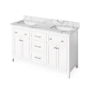 Hardware Resources Jeffrey Alexander Chatham Vanities 60" White Freestanding Vanity