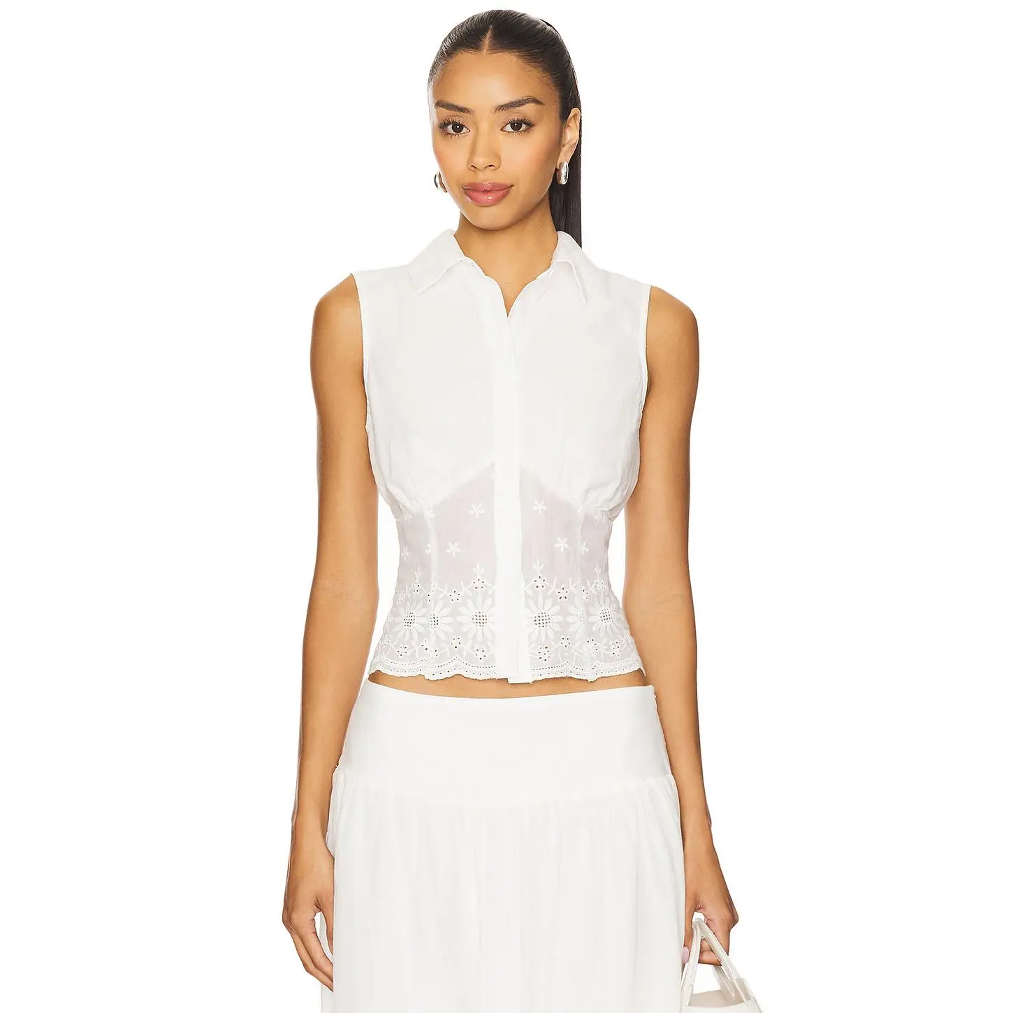 MORE TO COME Danie Button Up Top in White
