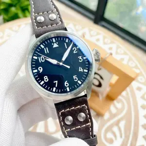 Mens Pilots Automatic Mechanical Watch Green Dial Fashion Big Watches Blue Black Leather Wristwatch