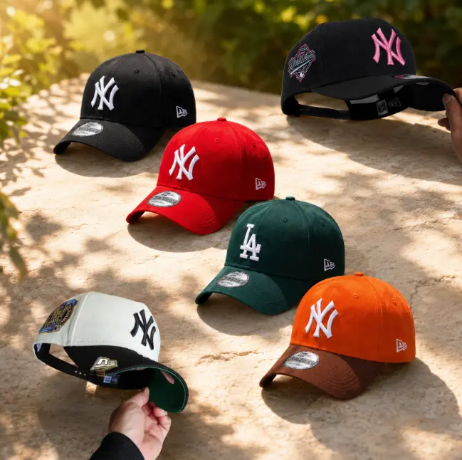 New Era New York Yankees 9FORTY A-Frame Snapback Hat – White Crown Red Brim – Adjustable MLB Baseball Cap