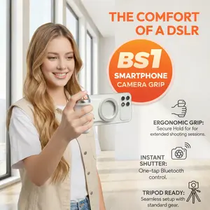 Magnetic Smartphone Camera Grip with Bluetooth Shutter – DSLR-Style Handle with 1/4” Tripod Mount for Vlogging, Content Creation & Steady Shots #SummerVibes