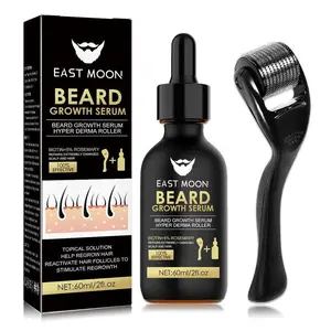 Beard Growth Serum&Beard Massage Derma Roller,Beard Care Nutritional Oil, Making Beards Thicker and More Shiny, Men's Daily Beard Care Products and Tools