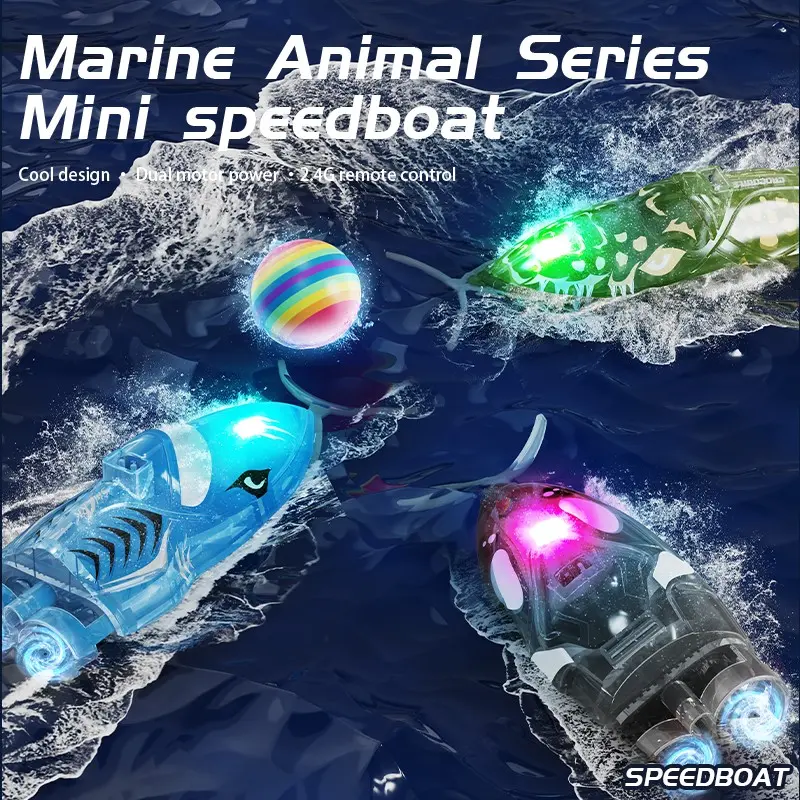 Mini Remote Control Shark Speedboat, Waterproof Kids Water Toy, 2.4g RC Boat, 360 Degree Flip, Boys Girls Bath Pool Gift，toy boat，micro machines，remote control boat，5 year old boy toys，outdoor water toys