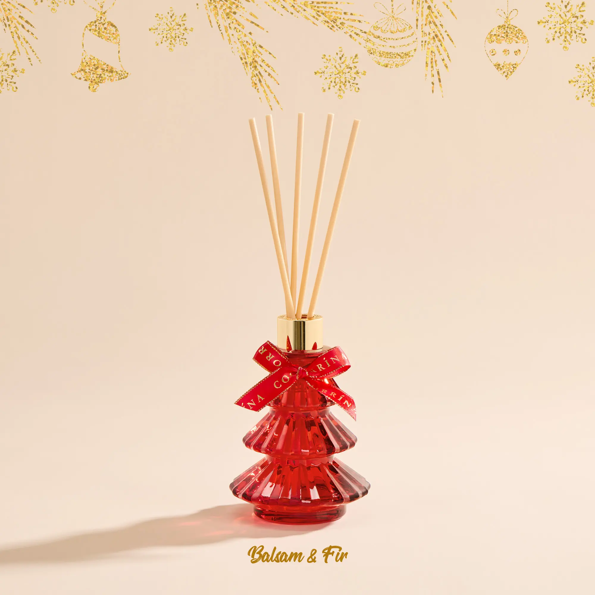 COCORRÍNA Christmas Tree Reed Diffuser, Balsam & Fir Scent, 5.07 fl oz 8 Reed Sticks, Long-Lasting Home Fragrance, Christmas Tree Design for Holiday Home Décor & Seasonal Gifting