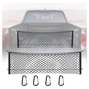 Cargo Net for Pickup Truck Bed - Truck Bed Net for Trunk Organizers and Storage Additional with 4 Metal Carabiner Buckles - Cargo Net for Truck Bed for Trunk Organizers and Storage, Silverado, FT150, GMC， Black (49x15.2 Inch)