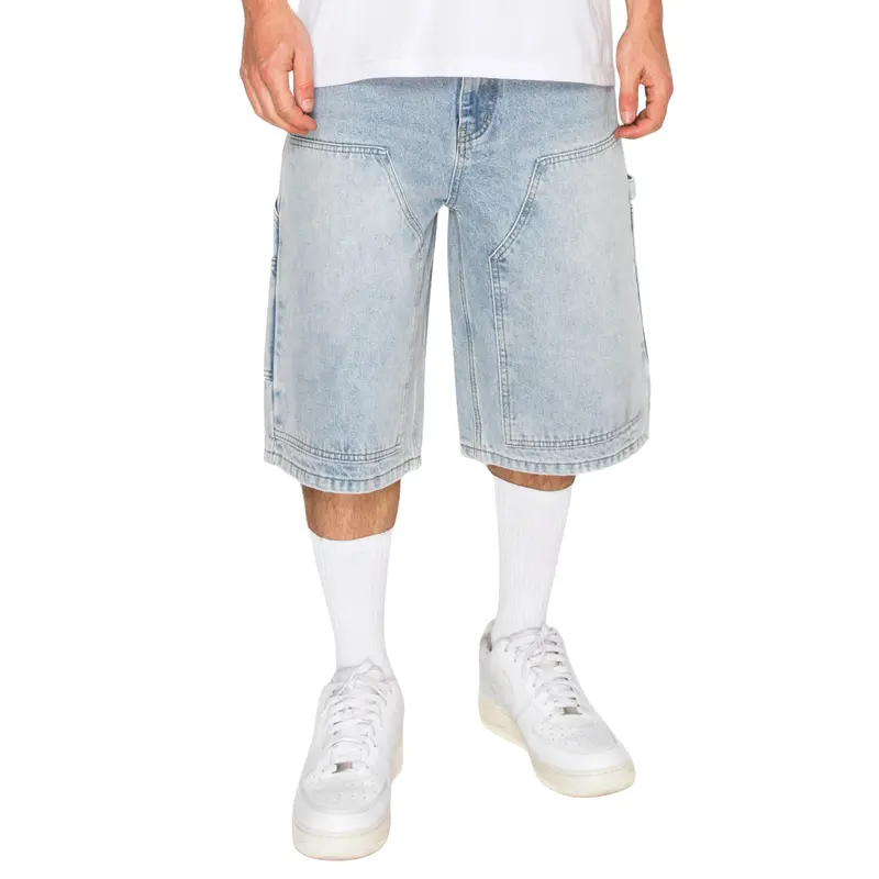 VICTORIOUS DRAFT Baggy Carpenter Denim Shorts, Relaxed Fit Below-the-Knee Streetwear Jorts in Heavyweight 100% Cotton, Pockets, Baggy Shorts, Cotton Baggy Men's Shorts