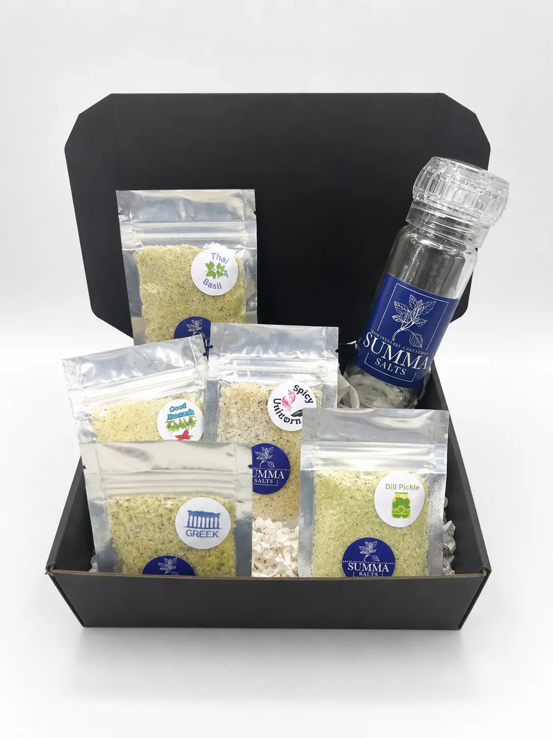 Seasoning Salt Variety Box (5 Sea Salts + 1 Refillable Grinder)
