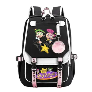 The Fairly OddParents Trendy Youth Backpack for Boys & Girls, Large Capacity Anime Aesthetic Laptop Backpack for Teens, Breathable Adjustable Straps, Aesthetic Must-Have Gift | 11.4''×18.1''