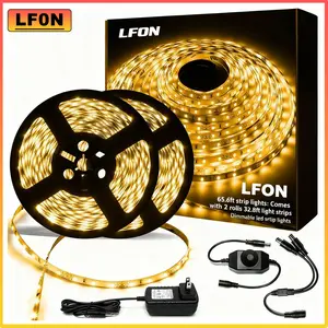 Warm White Professional Dimmable LED Strip Lights 65.6ft, 24V 2400 LEDs High Brightness Flexible Light Strip, Easy Install for Under Cabinet, Wardrobe, Stairs, Living Room, TV Backlight