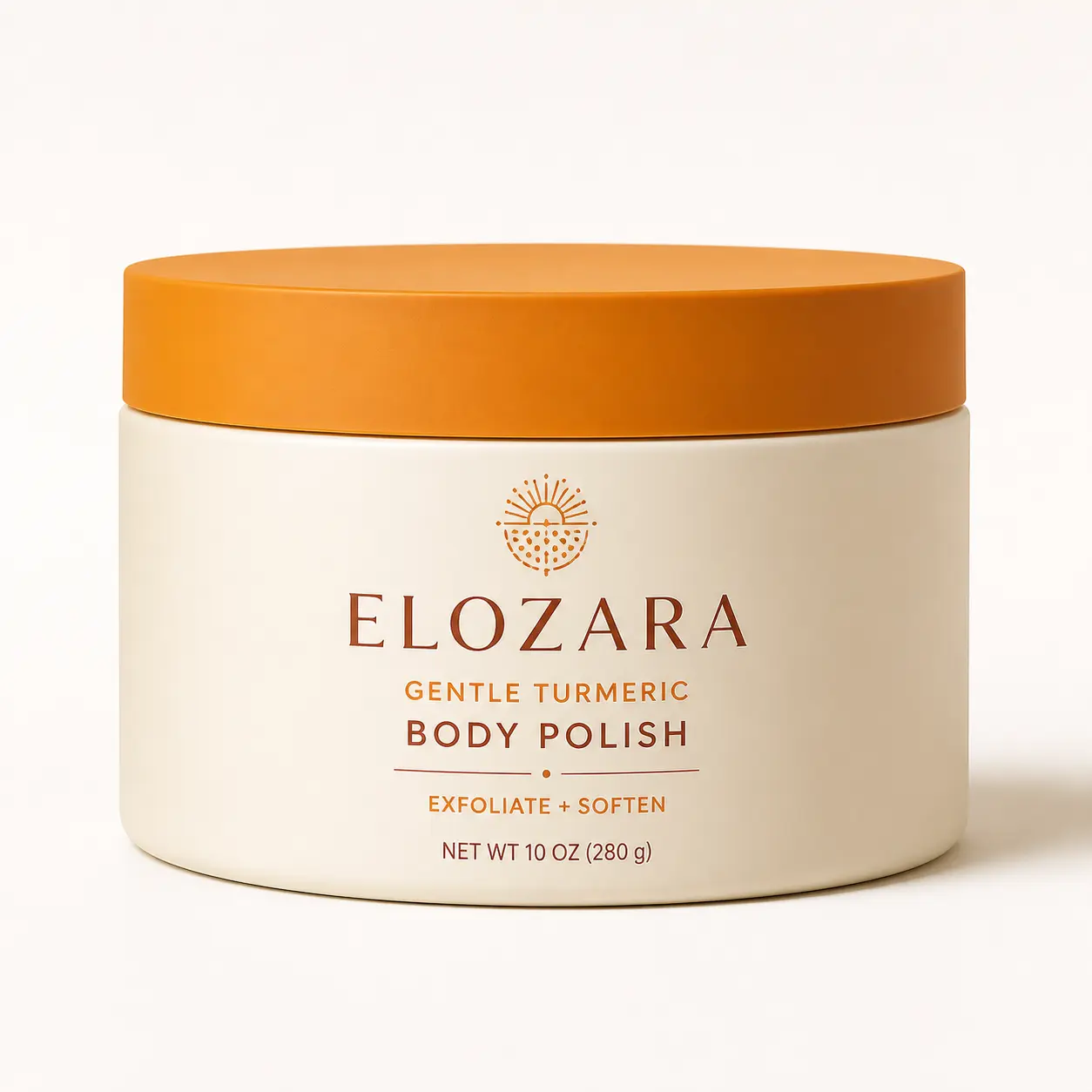 ELOZARA Gentle Turmeric Body Polish, Fine-Grain Exfoliating Body Scrub for Softer-Feeling, Radiant-Looking Skin, 10 oz
