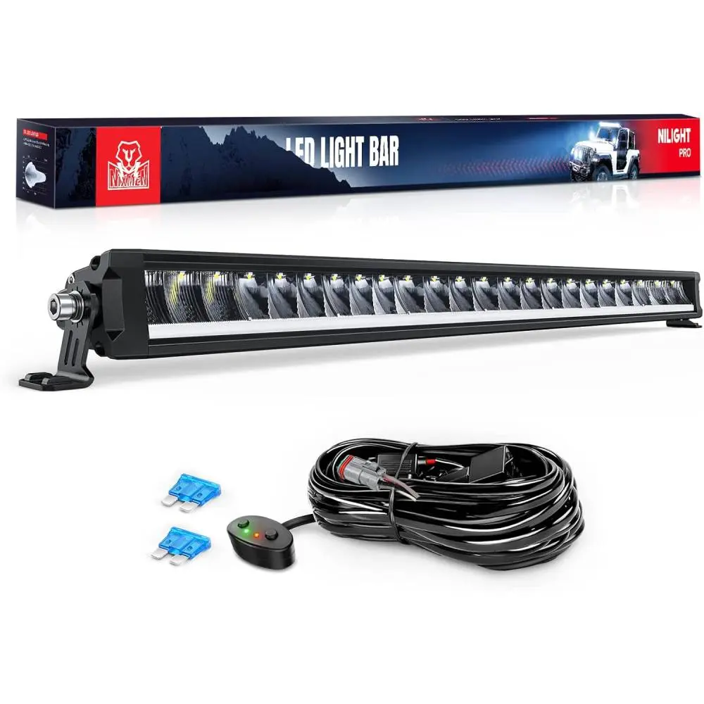 Nilight 40.3 Inch Single Row LED Light Bar 165W 17675LM Anti-Glare Flood Spot Combo DRL Offroad Slim Light Bar IP68 w/ 14AWG DT Wiring Kit for Pickup Truck SUV ATV UTV Boat 4x4 Jeep, Led Car Lights, Driving Lights