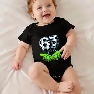 Soccer Ball Number Sixty Seven Green Turtle Print Bodysuit Baby Rompers Short Sleeve Cotton Toddler Rompers Graphic Print Baby Clothes One-Piece Outfit