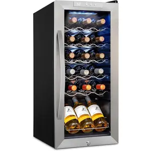 Schmécké 18 Bottle Compressor Wine Cooler Refrigerator w/Lock - Large Freestanding Wine Cellar For Red, White, Champagne or Sparkling Wine - 41f-64f Digital Temperature Control Fridge Stainless Steel
