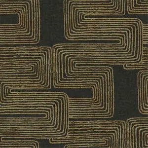 212 MAIN Zulu Signature Peel & Stick Vinyl Wallpaper, Black & Gold, Modern Print with Ethnic Touch, Rectangular Blocks, Easy Install, Repositionable Single Roll Home Decor Hanging Supply