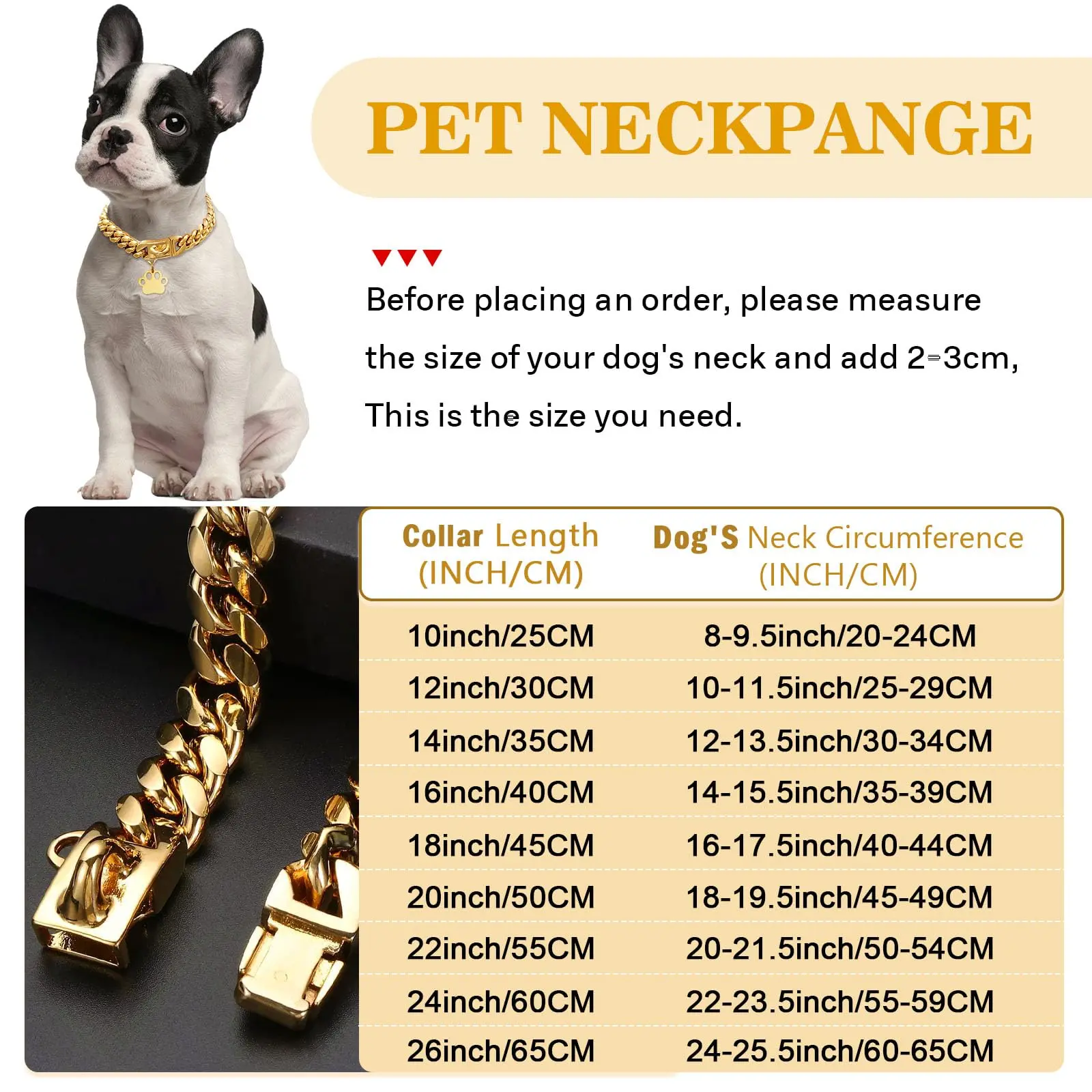 pet necklace Personalized Dog Cuban Link Chain Collar–Stainless