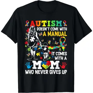 Vibrant Autism Puzzle Piece Cotton T Shirt Perfect for Supportive Moms
