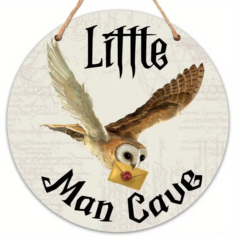 Men's Cave Sign Small Wall Decor for Kids Room, Rustic Style Nursery Wall Hanging, 9.2x9.2 Inch Playroom Decoration