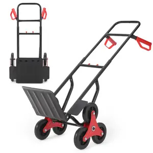 Garvee Heavy-Duty 330 Lbs Stair Climbing Hand Truck with Telescoping Handle, Portable Folding Stair Climber Dolly Trolley Cart for Shopping, Moving, Commercial and Industrial Use