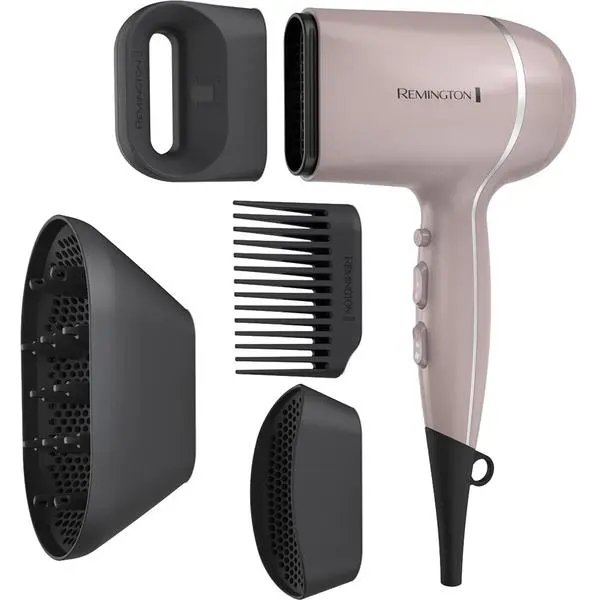 Remington Pro Wet2Style 1875W Hair Dryer with Diffuser & Attachments, Ionic & Ceramic Technology – Mauve