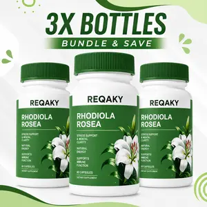 Reqaky Rhodiola Rosea Extract Capsules - Natural Adaptogen Supplement for Stress Relief, Energy Boost & Focus Support, Capsule