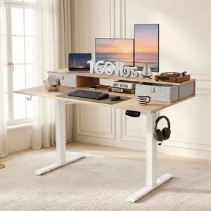 Electric Standing Desk Adjustable Height with 2 Drawers - Memory Presets for Sit Stand Home Office, Sturdy Computer Desk for Gaming, Home Office, Study Bedroom
