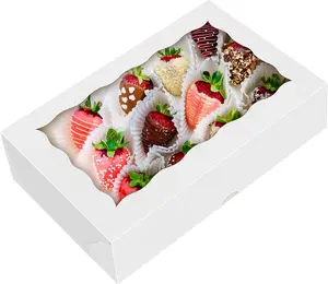 50 count 8 x 5 x 2 Inches Cookies Boxes Bakery Boexes with Window Snack Boxes Doughnut Boxes Muffins, Strawberries Boxes and Pastry Boxes are Suitable for Birthday Parties and Family Potluck