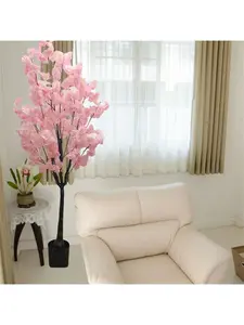 Artificial Cherry Blossom Trees 5FT Realistic Potted Silk Faux Cherry Blossom Tree Handmade Light Pink Tree With Base Tall Potted Artificial Tree For Indoor Outdoor Office Wedding Decor Decorative Fruit Plants Flowers