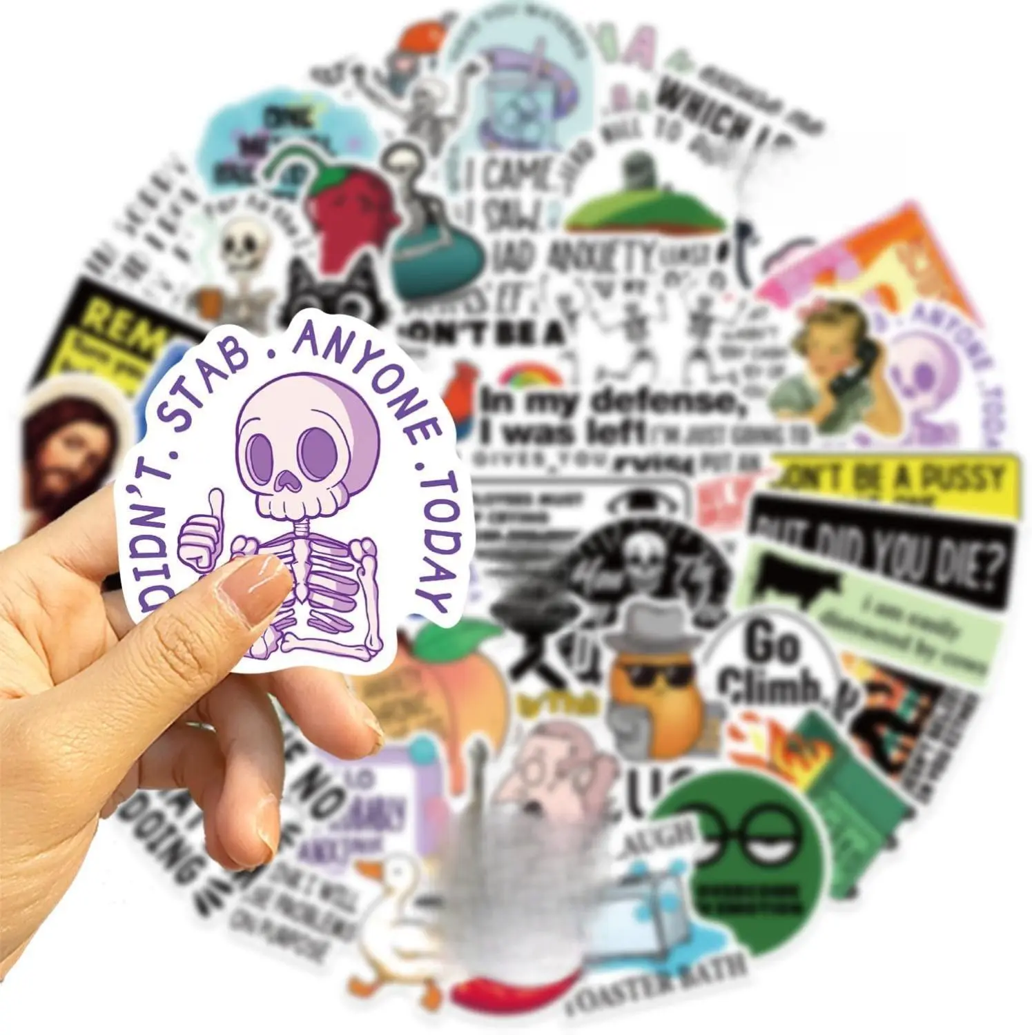 100Pcs Funny Adults Stickers Bulk, Prank Meme Sticker for Kids Teens Adults, Snarky Vinyl Water Bottle Dirty Stickers Pack, Waterproof Cool Decals for Laptop Scrapbook Sarcastic Hard Hats