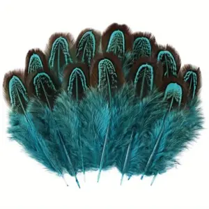 79 Natural Feathers, 2-3 Inches, Fluffy Speckled Vase Filling Feathers, DIY Craft Feathers