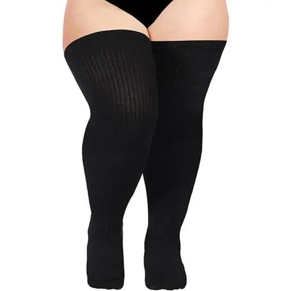 Women's Plus Size Lady's Breathable Cotton Athletic Over-The-Knee Socks - Curvy Calf Fit Style, All Seasons, Soft Stretch, Casual