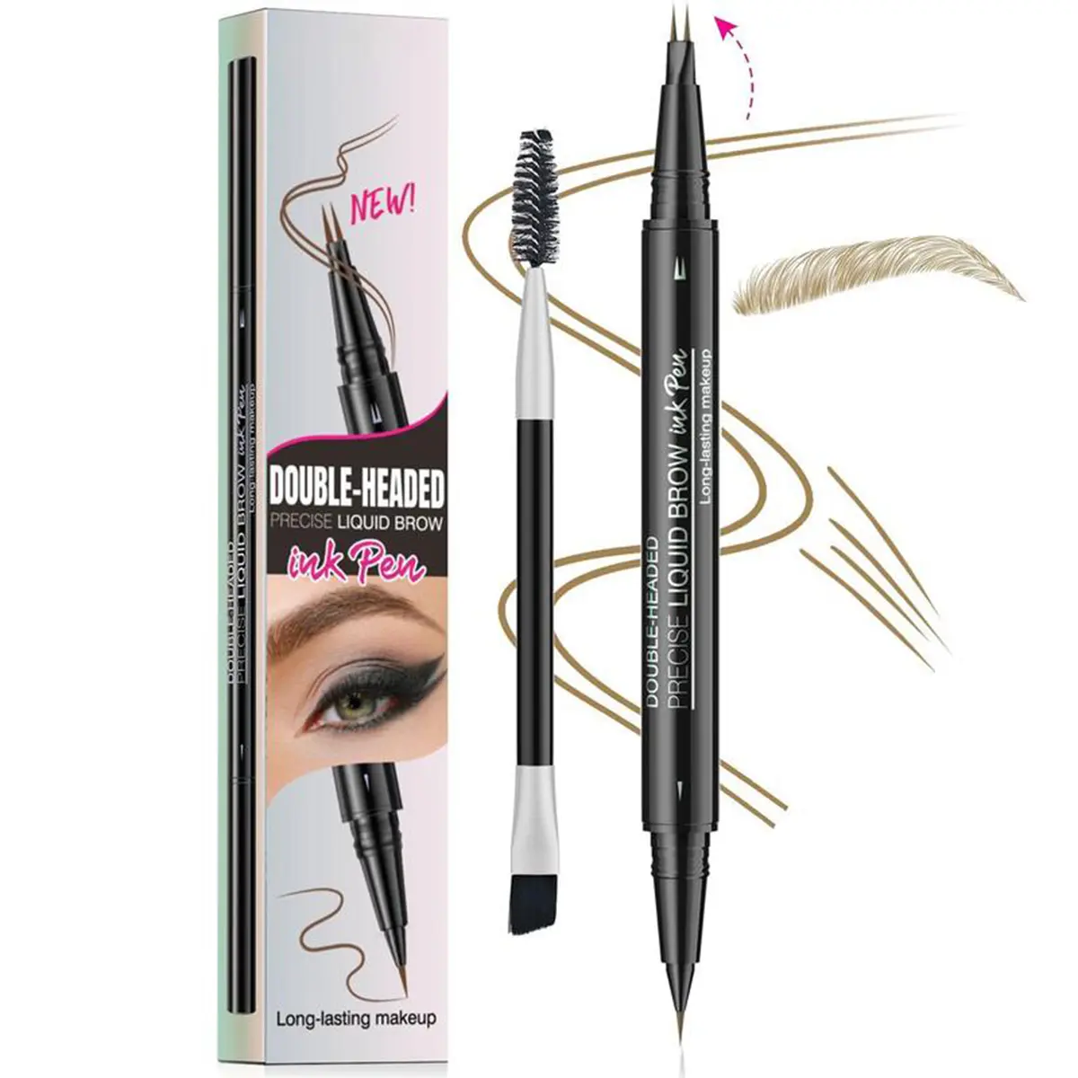 【FaddishDeal】Liquid Eyebrow pencil 2 in 1 Double head eye eyebrow pencil, waterproof natural eyebrow pencil and precise brush head. Lasting all day. tiktokshopbacktoschool