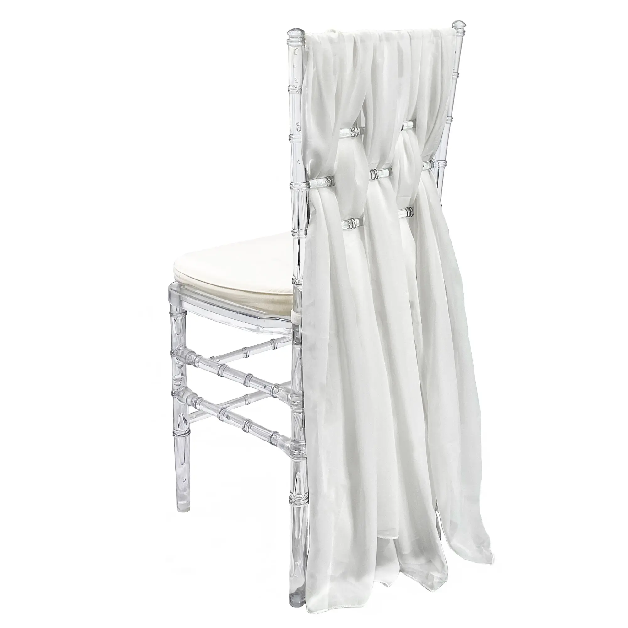 5 Pack 6 Ft Chiffon Chiavari Chair Sashes White 5 Pack 6 Ft Chiffon Chiavari Chair Sashes White