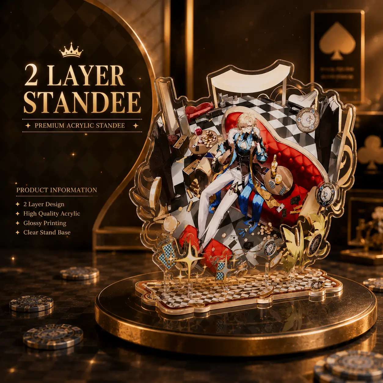HSR 2-Layer Aventurine Acrylic Standee, Anime Collectible Desk Decor Display Figurine, Home Decor Gift for Anime Fans