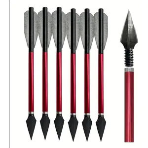 6.7 Inch Mini Archery Crossbow Bolts Set with Sharp Metal Tip, Reusable Durable Arrow Dart for Shooting Target Practice, Small Hunting Game, Outdoor Fishing-Red