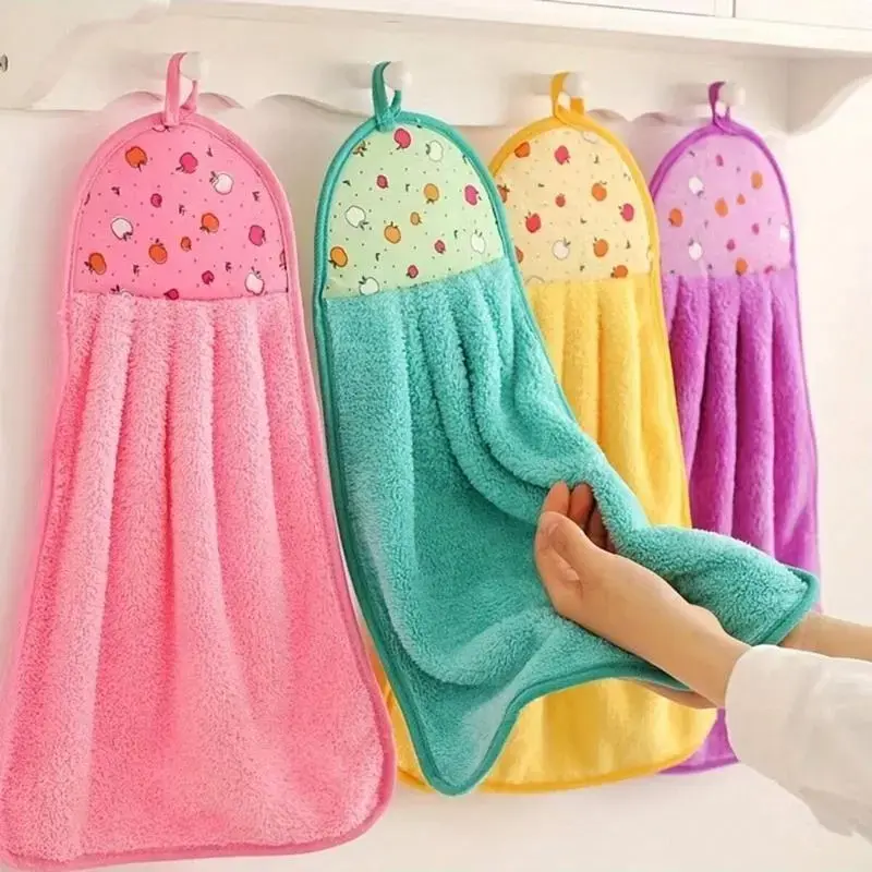 4pcs Home kitchen and bathroom supplies, soft hand towels, absorbent cloths, dishwashing cloths, hanging cloths