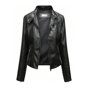 Autumn Jacket Women Windproof Warm Coat Sports Motorcycle Leather Jacket, Warm And Comfortable Elegant Outfit Womenswear Outdoor Activewear