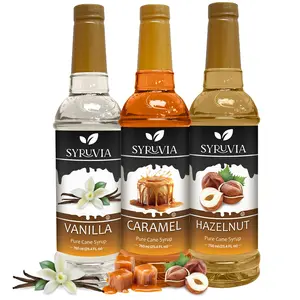 Syruvia Variety Pack - Vanilla, Caramel & Hazelnut Syrup 25.4 Fl oz (3-Pack)