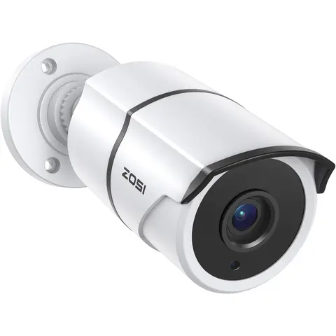 ZOSI 2MP 1080P HD-TVI CCTV Home Security Camera with Audio, Built-in Mic, IP66 Weatherproof, Night Vision, Indoor Outdoor Surveillance Camera, Only Compatible for ZOSI 3K Lite Analog DVR - White