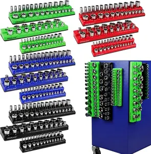 Magnetic Socket Organizer Set, 6 Pieces Various specifications, 1/2-inch, 3/8-inch, 1/4-inch Drive, Holds 143 SAE&Metric Sockets, Red & Blue, Professional Quality Tools Organizer Hardware Heavy Duty #TikTokShopBlackFriday